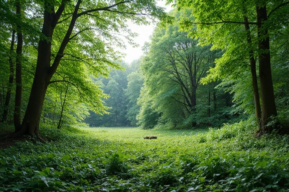 A lush, vibrant forest symbolizing environmental commitment