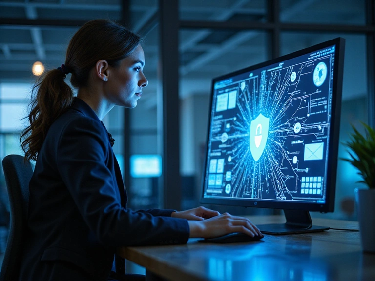 Cybersecurity professional working on a secure network